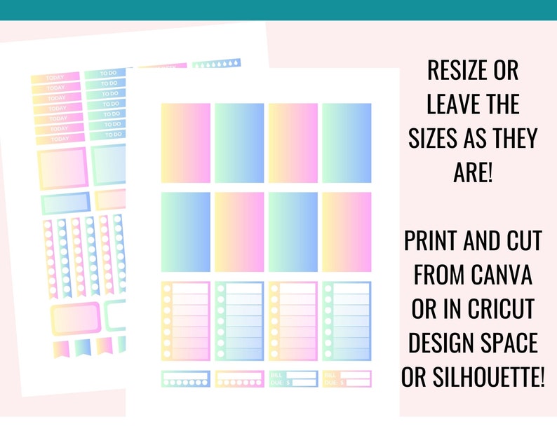 CANVA Planner Sticker Mall, Klassisk Happy Planner, Redigerbara Sticker Mallar, Veckokit, Kommersiellt bruk, Cricut, Silhuett, Anpassad bild 5