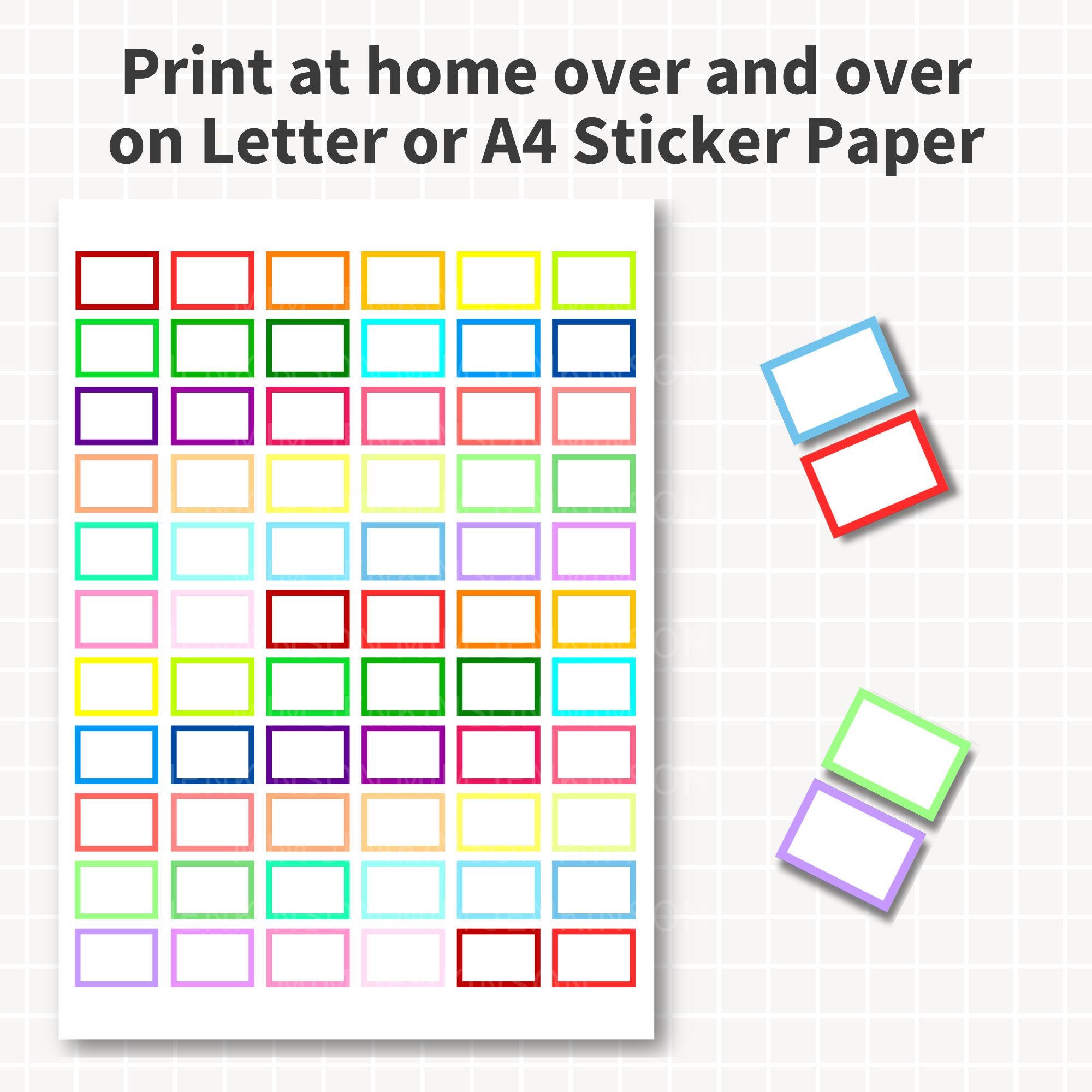 Sticker Paper Half Size MINI Half Box Planner Stickers Printable, 1x0.7 Inch Labels, 32 Colors ...