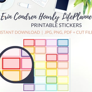 Vakken van TWEE UUR voor Erin Condren per uur | Afdrukbare plannerstickers gesneden bestanden, ECLP-stickers per uur