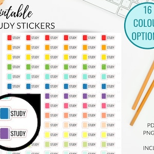 Printable STUDY Planner Sticker | Study Printable Stickers | Study Reminder Stickers for Planners, School Printables