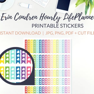 CHECKLIST Printable Planner Stickers for Erin Condren Hourly LifePlanner, Cut Files, ECLP Checklist Stickers