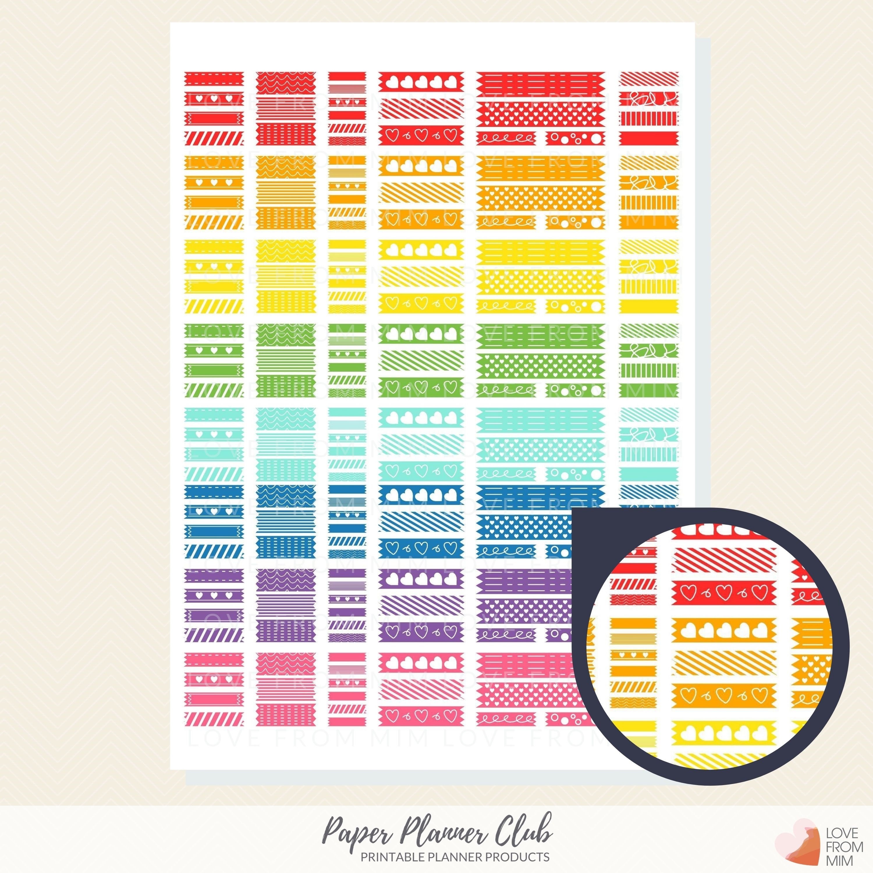 WASHI TAPE Planner Stickers, Multicolour Mini Washi Strips Stickers and ...