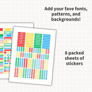 Plantilla de pegatinas para planificador CANVA, plantillas editables de pegatinas digitales para planificadores, Happy Planner, Erin Condren, uso comercial, Cricut, Silhouette imagen 4