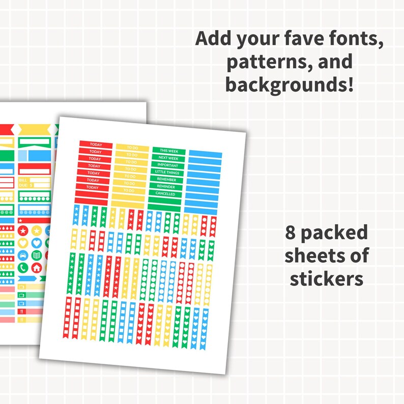 Plantilla de pegatinas para planificador CANVA, plantillas editables de pegatinas digitales para planificadores, Happy Planner, Erin Condren, uso comercial, Cricut, Silhouette imagen 4