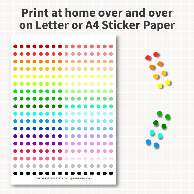 CIRCLE DOT Planner Stickers Printable, Single 0.25 Inch Round Dots ...