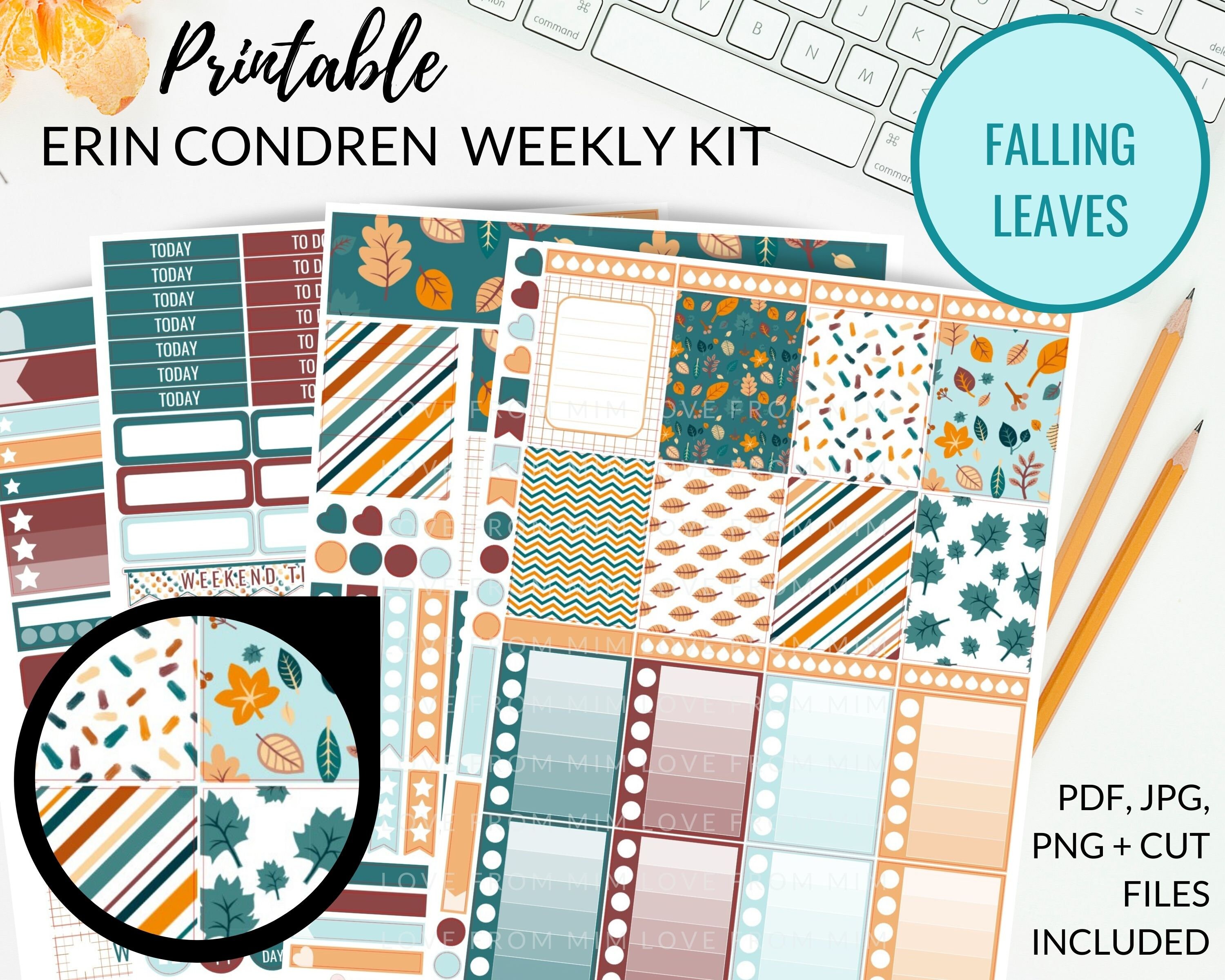 Fall Weekly Printable Vertical Erin Condren Pumpkins Printable Stickers ...