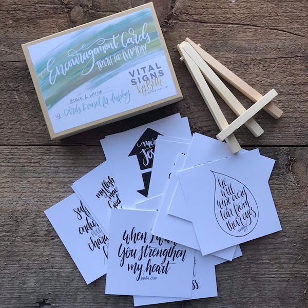 Bible verse prints inspiration kit / set of 18 black & white mini scripture cards