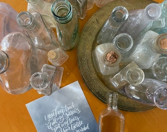 Gift for the Grieving - Psalm 56, bottle of tears passage, includes vintage glass bottle