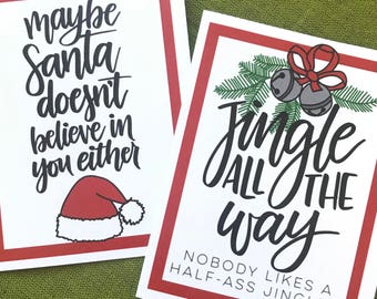 Sarcastic Christmas Cards - set of 4 holiday cards for all your funny friends