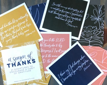 A Season of Thanks - 21 Scripture cards with Thanksgiving and Gratitude theme