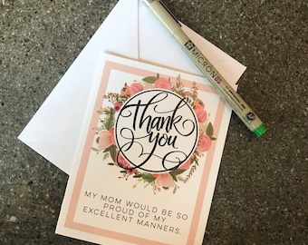 Set of 4 Funny Thank You Cards