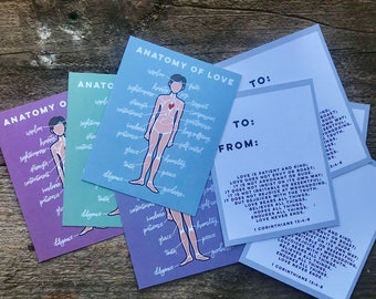 Anatomy of Love Valentine Cards - Instant download Printable Valentines