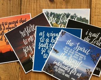 Bible verse prints & prayer themed quotes / 6 mini scripture cards with modern calligraphy / Prayer journal