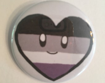 Asexual Pride Happy Heart Button