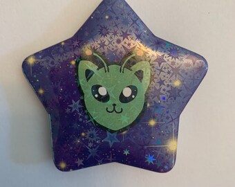 Alien Kitty Star Button