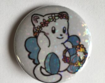 Mascot Cat Holographic Button