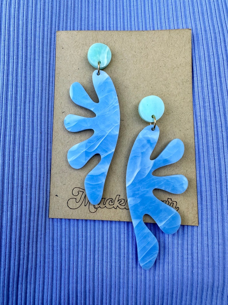 acrylic matisse wave earrings summer whimsical water waves lightweight water beach vibes image 3