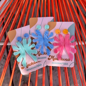 acrylic matisse wave earrings summer whimsical water waves lightweight water beach vibes
