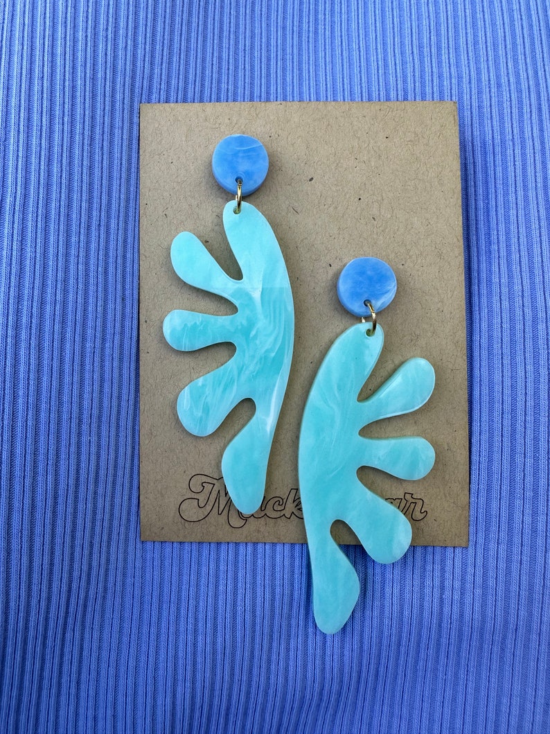 acrylic matisse wave earrings summer whimsical water waves lightweight water beach vibes image 2