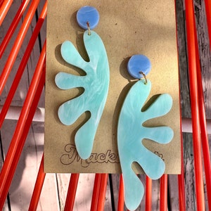 acrylic matisse wave earrings summer whimsical water waves lightweight water beach vibes aqua