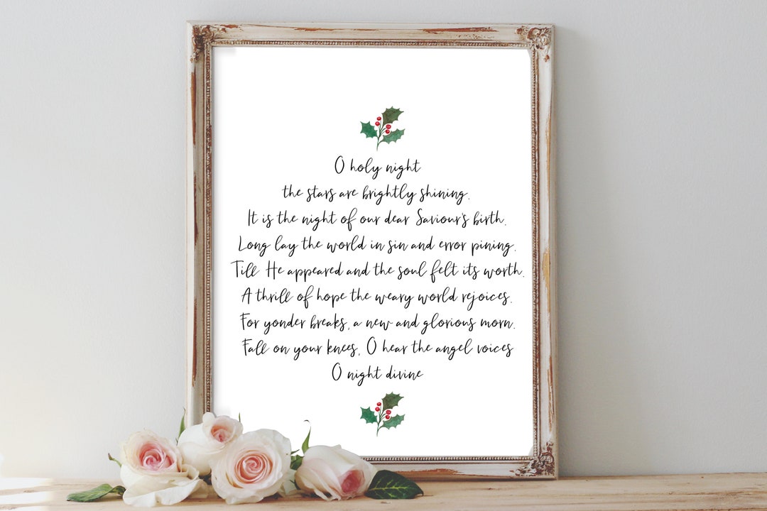 O Holy Night Print, Oh Holy Night Printable, Christmas Decor, Religious ...