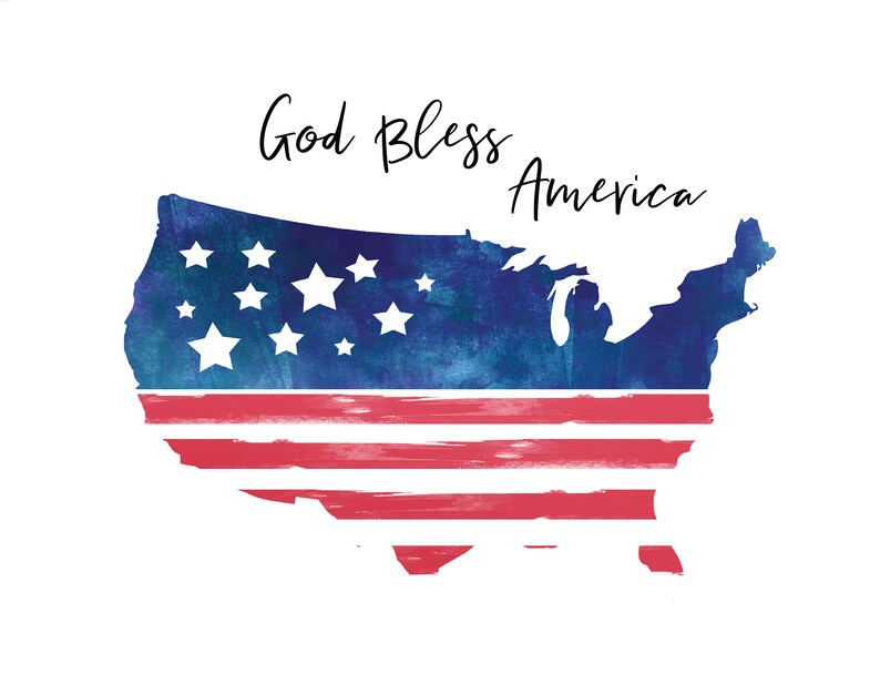 God Bless America printable 4th of July Decoration Wall Art | Etsy