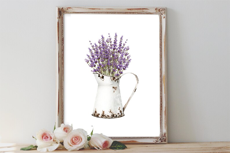 Lavender Wall Art Rustic Home Decor Botanical Watercolor Etsy