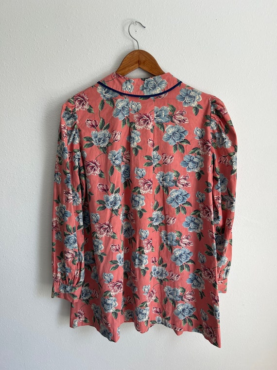 1940s feedsack floral cotton smock blouse - image 3