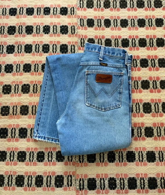 1970s High Waisted Vintage Wrangler Worn Wrangler