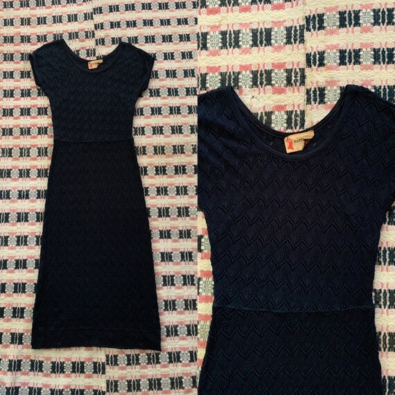 Vintage 1930s Knit Black Nantucket Dress