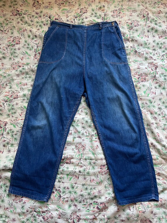 Vintage 1940s 1950s side zip denim jeans - image 1