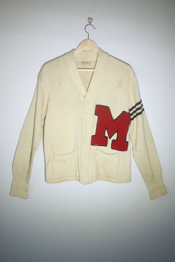 Vintage 50's / 60's Wool Off White / Creme with Re