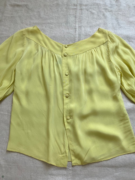 Vintage 30s 40s silk/rayon yellow blouse - image 6