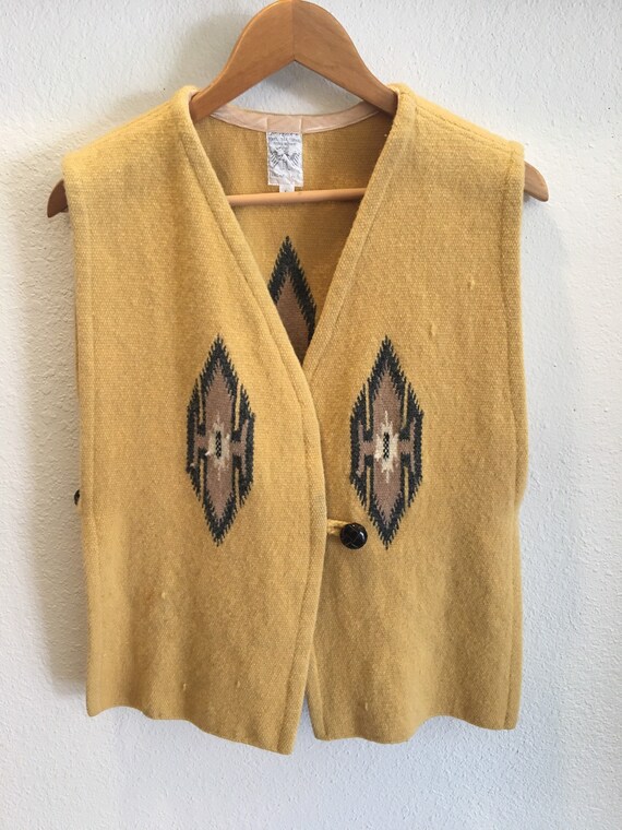 Vintage Chimayo Southwestern Yellow Wool Vest