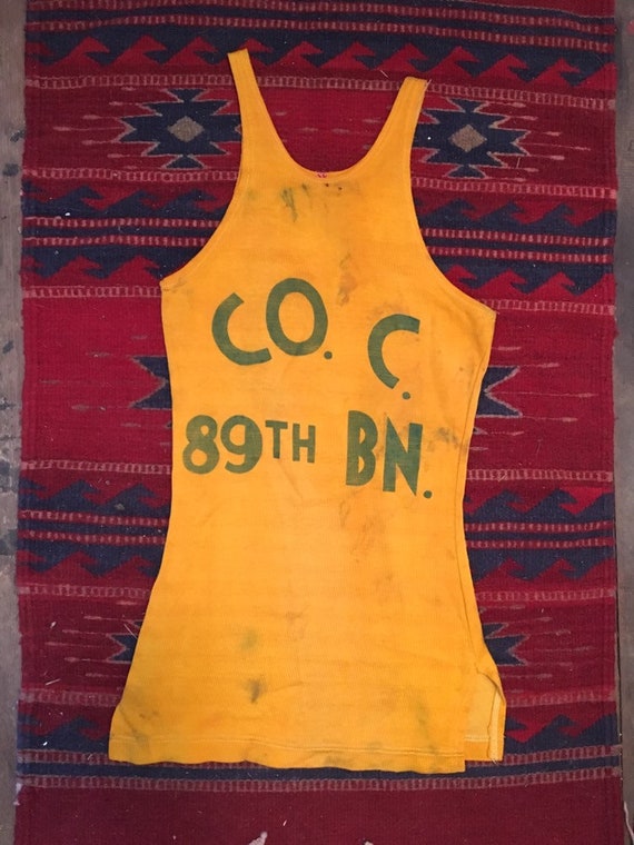 1920s / 1930s Athletic Military Gold Knit Wool Jer