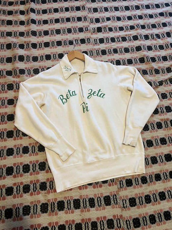 vintage 1940s 1950s chainstitched quarter zip swea