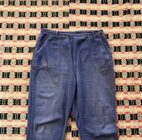 1950s Faded Blue Denim Side ZIP High Waisted Jeans