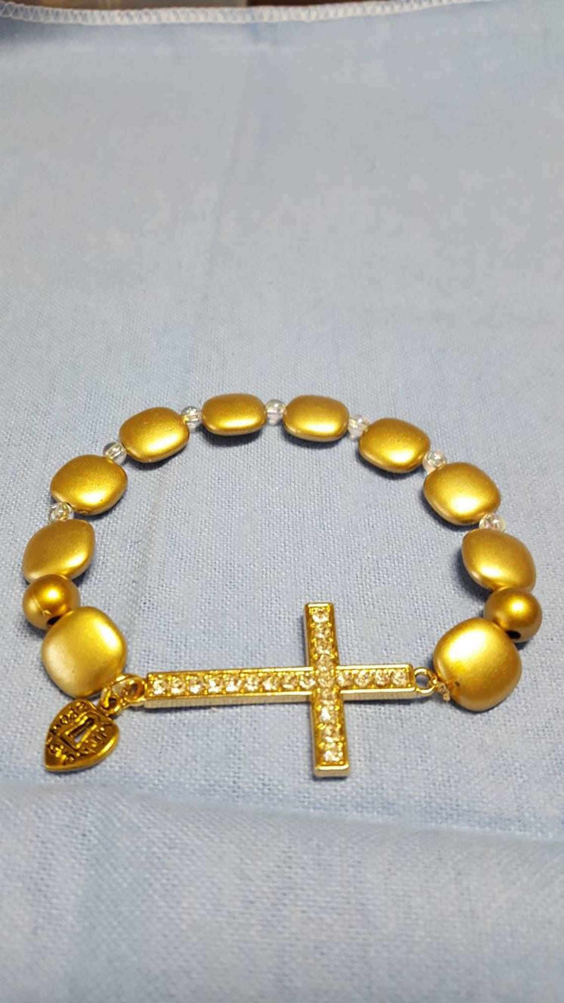 Gold Cross Bracelet Etsy