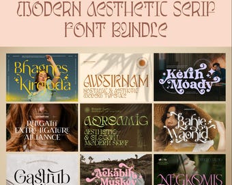 Modern Aesthetic Serif Timeless Elegant Luxury Branding Font Bundle | Commercial License | Procreate Cricut Canva Corjl Zazzle Templett Font