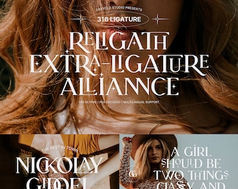 Religath | Modern Serif Ligature Aesthetic Display | Elegant Luxury Modern Branding Lavish Beauty Skincare Cosmetic Premium Ligature Font.