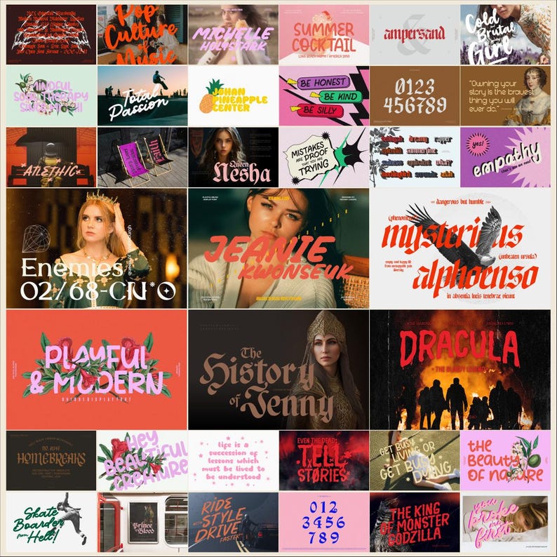100 Procreate Font Bundle | Wedding, Retro, Script, Blackletter | Commercial License image 8