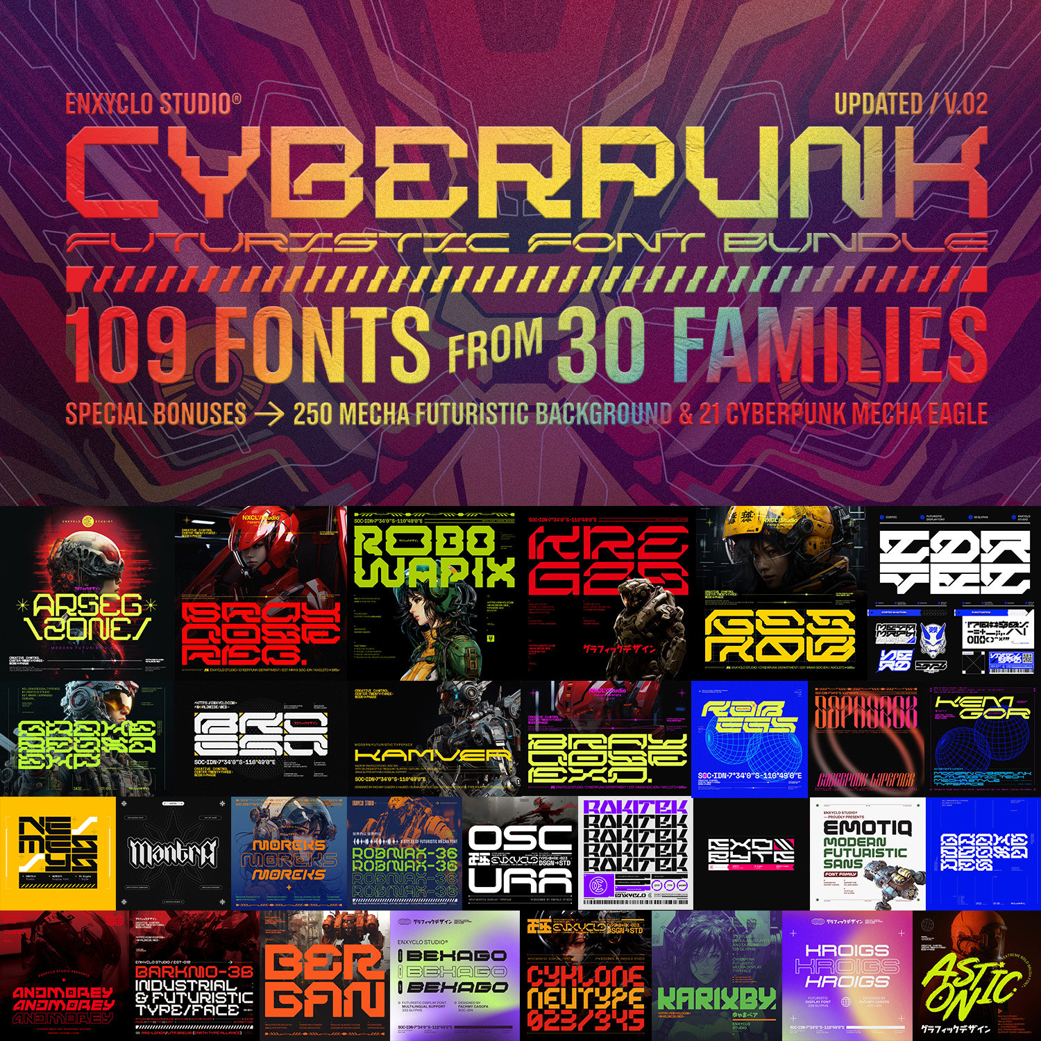 Cyberpunk Futuristic Y2k Scifi Font Bundle | Techno Gaming Mecha Robot Font | Commercial License | Street Wear Procreate Cricut Canva Font.