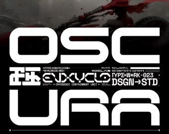 OSCURA | Cyberpunk Futuristic Techno Robot Sci-Fi Mecha Font | Modern Font, Procreate Font, Canva Font, Instant Download Font, Cricut Font.