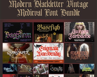 Modern Blackletter Vintage Medieval Classic Victorian Font Bundle | Commercial License | Procreate Cricut Canva Corjl Zazzle Templett Font.