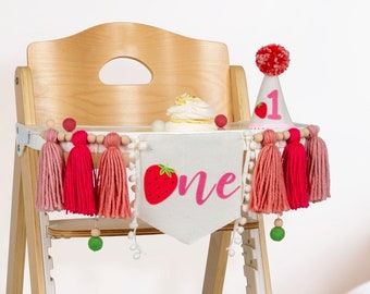 Beere erster Geburtstag Kinderhochstuhl Banner, Erdbeere Dekoration