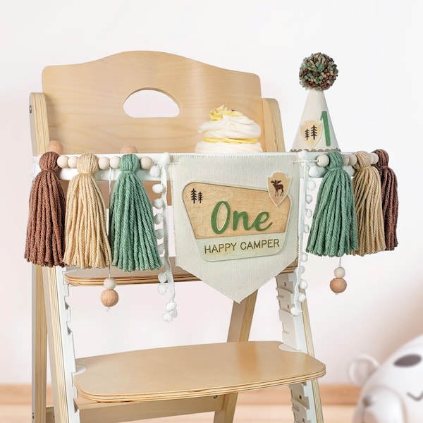 One happy camper birthday banner, national park sign party decor