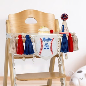 Rookie of the year first birthday high chair banner, baseball party decoration