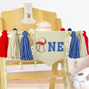 Baseball 1st birthday banner, Rookie of the year party decor