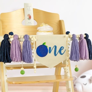 Blueberry-banner voor kinderstoel eerste verjaardag, berry-verjaardagsfeestje