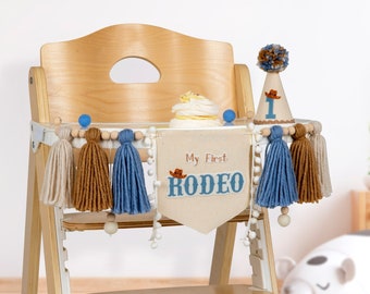 My first rodeo birthday highchair banner, Wild west party decor